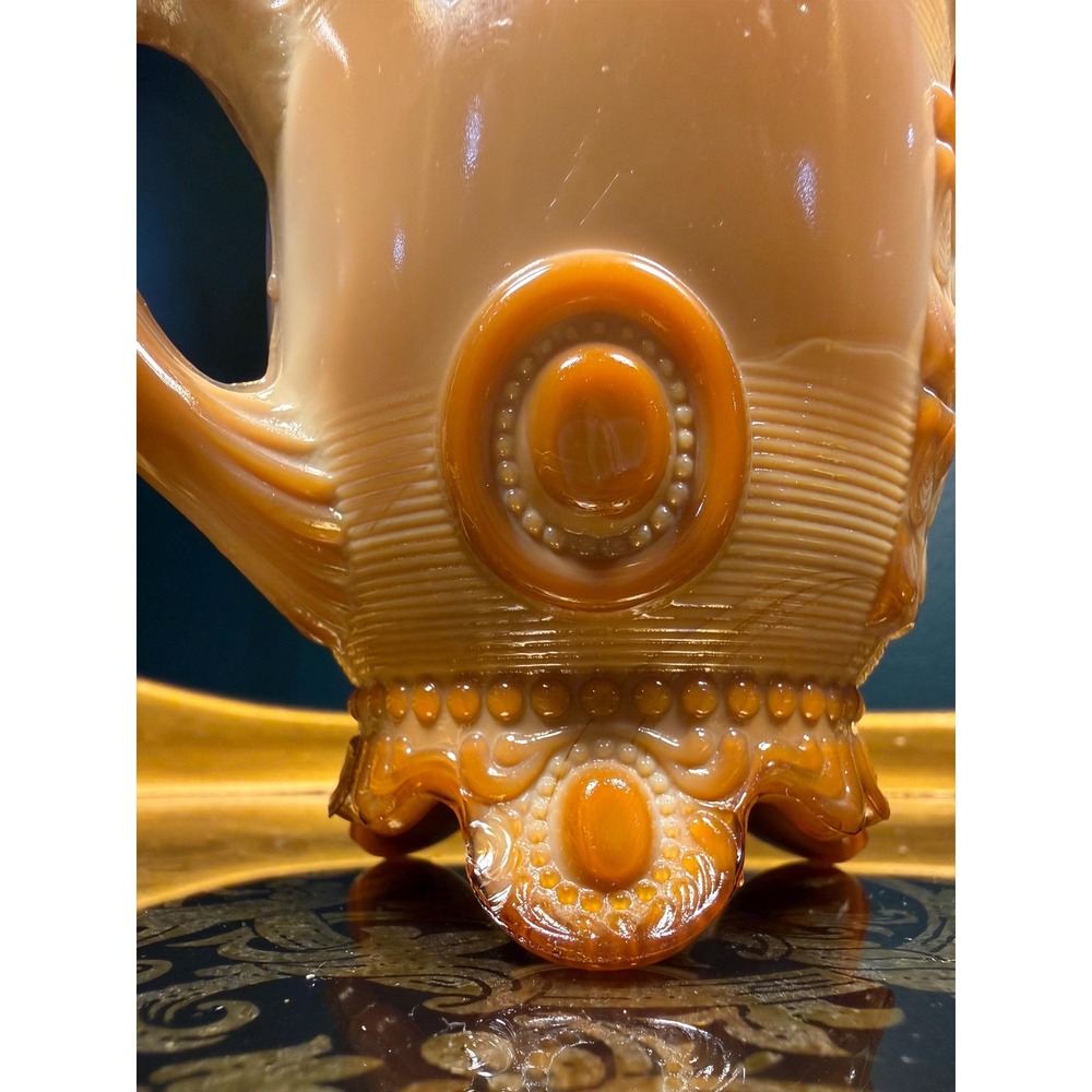 Antique‎ Greentown Dewey Chocolate Slag Glass Creamer c.1898 - Picture 14 of 17